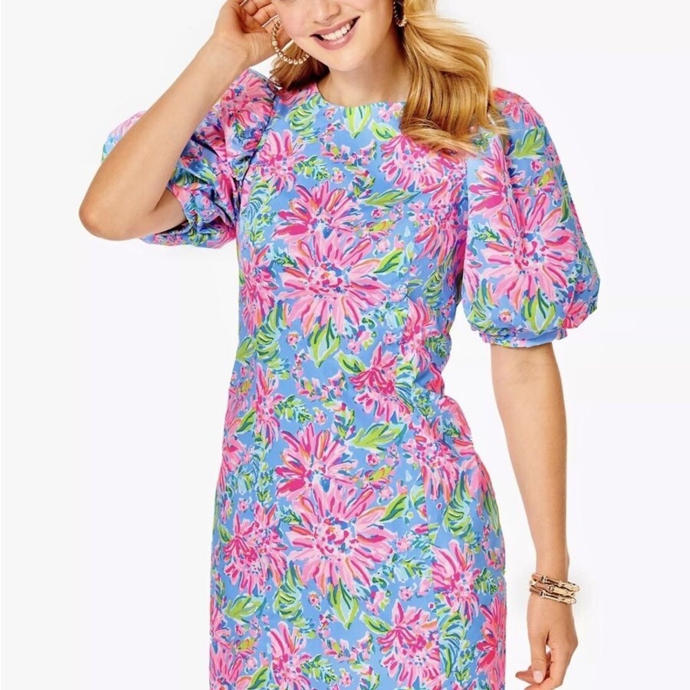 Lilly Pulitzer Roni Stretch Blue Peri Sunrise Bay Shift Dress